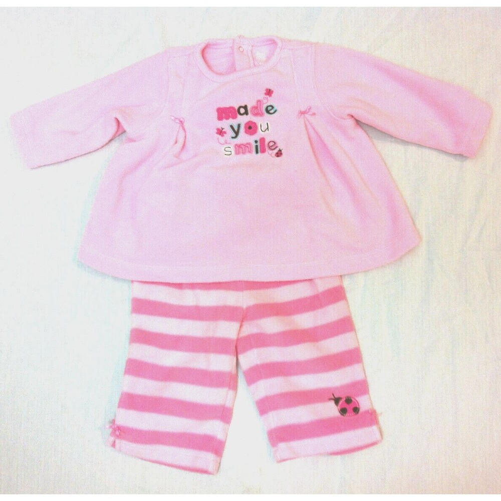 JUST ONE YEAR GIRLS 2 PIECE FLEECE SUIT TOP 9 MONTHS & PANTS 6 MONTHS